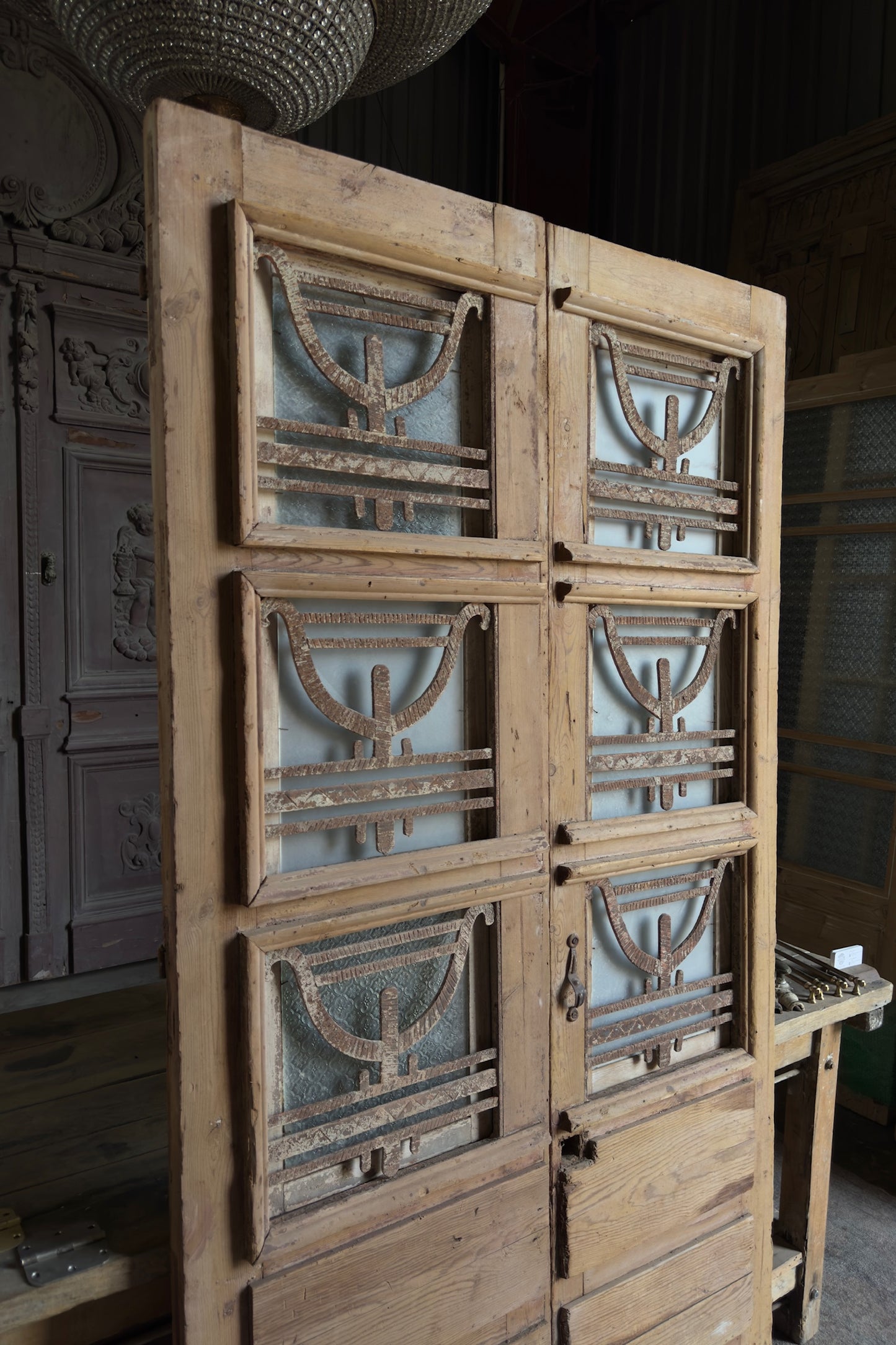 Antique Iron 3 Lite French Doors - 41.75x83 - L660