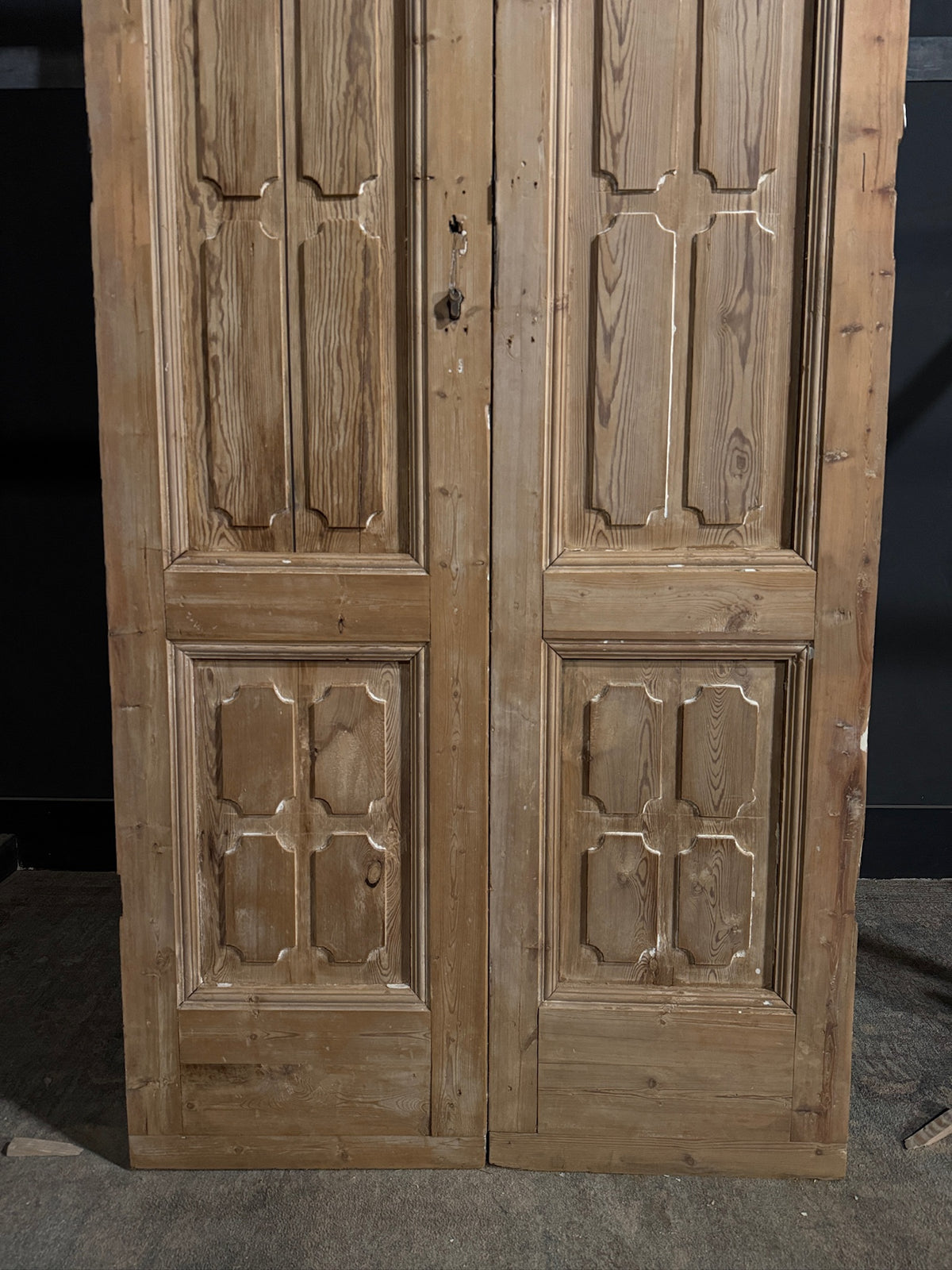 Antique 3 Panel Solid Double Doors - 39.5x97 - N691