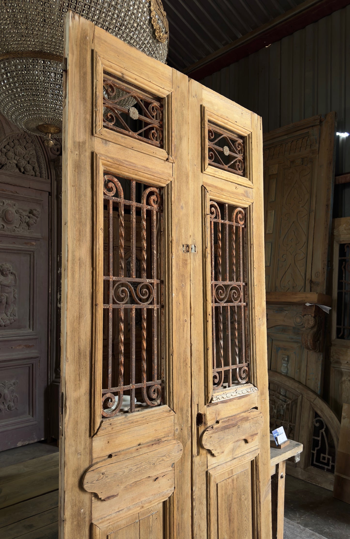 19th Century Antique Iron French Doors - 43x101 K293