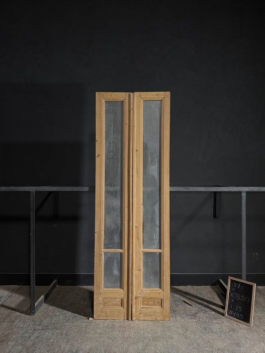 Antique Obscured Glass 1 Lite French Doors - 34x103.5 - N489