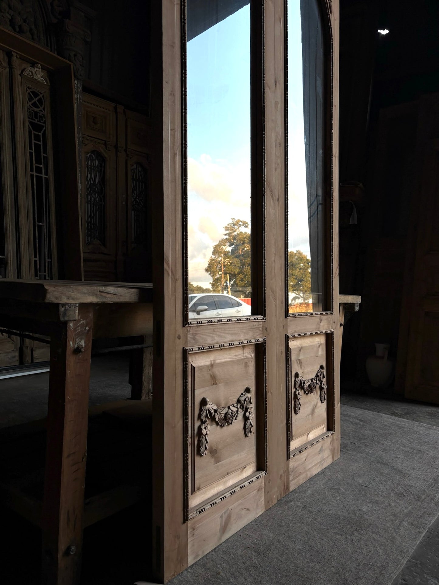 (Valencia) Handcrafted Arched Open Glass French Doors - 48x96 L52