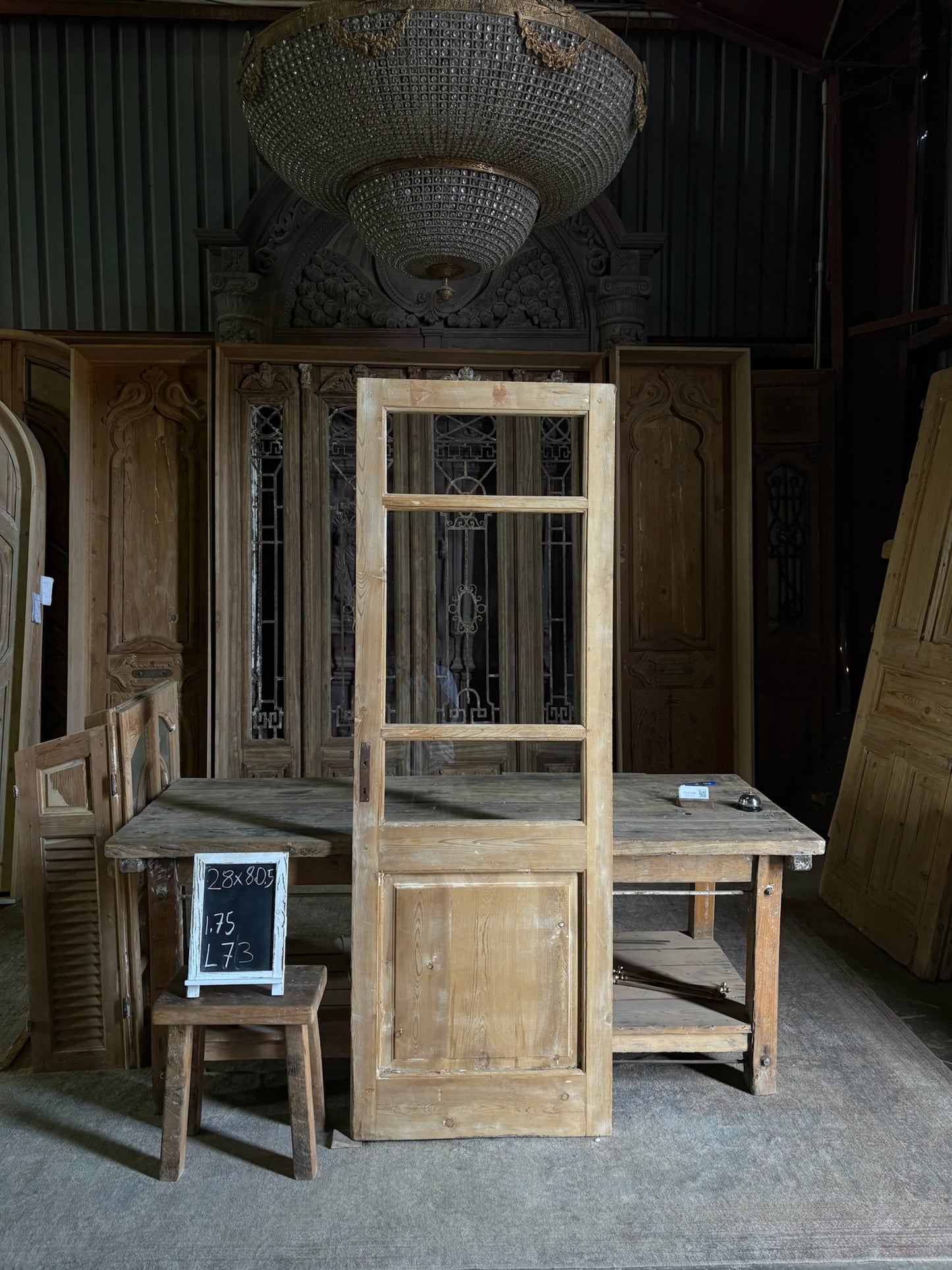 Single Antique Glass Door - 28x80.5 - L73