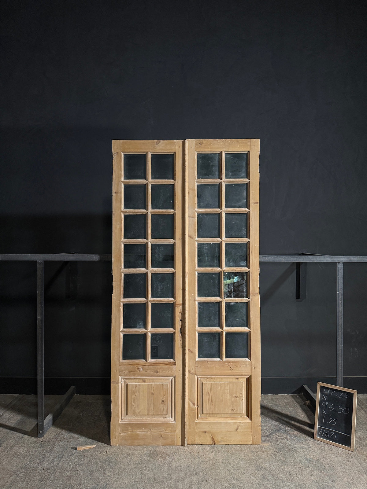 Antique Glass 14 Lite French Doors - 47.25x96.5 - N671