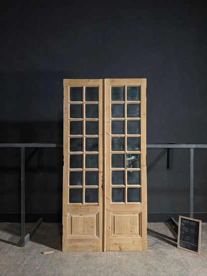 Antique Glass 14 Lite French Doors - 47.25x96.5 - N671