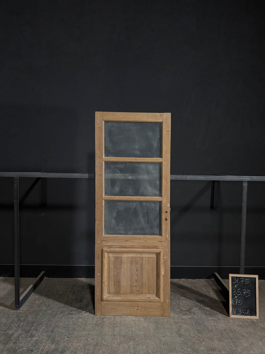 Antique Obscured Glass 3 Lite Single Door - 31.75x85.75 - N358