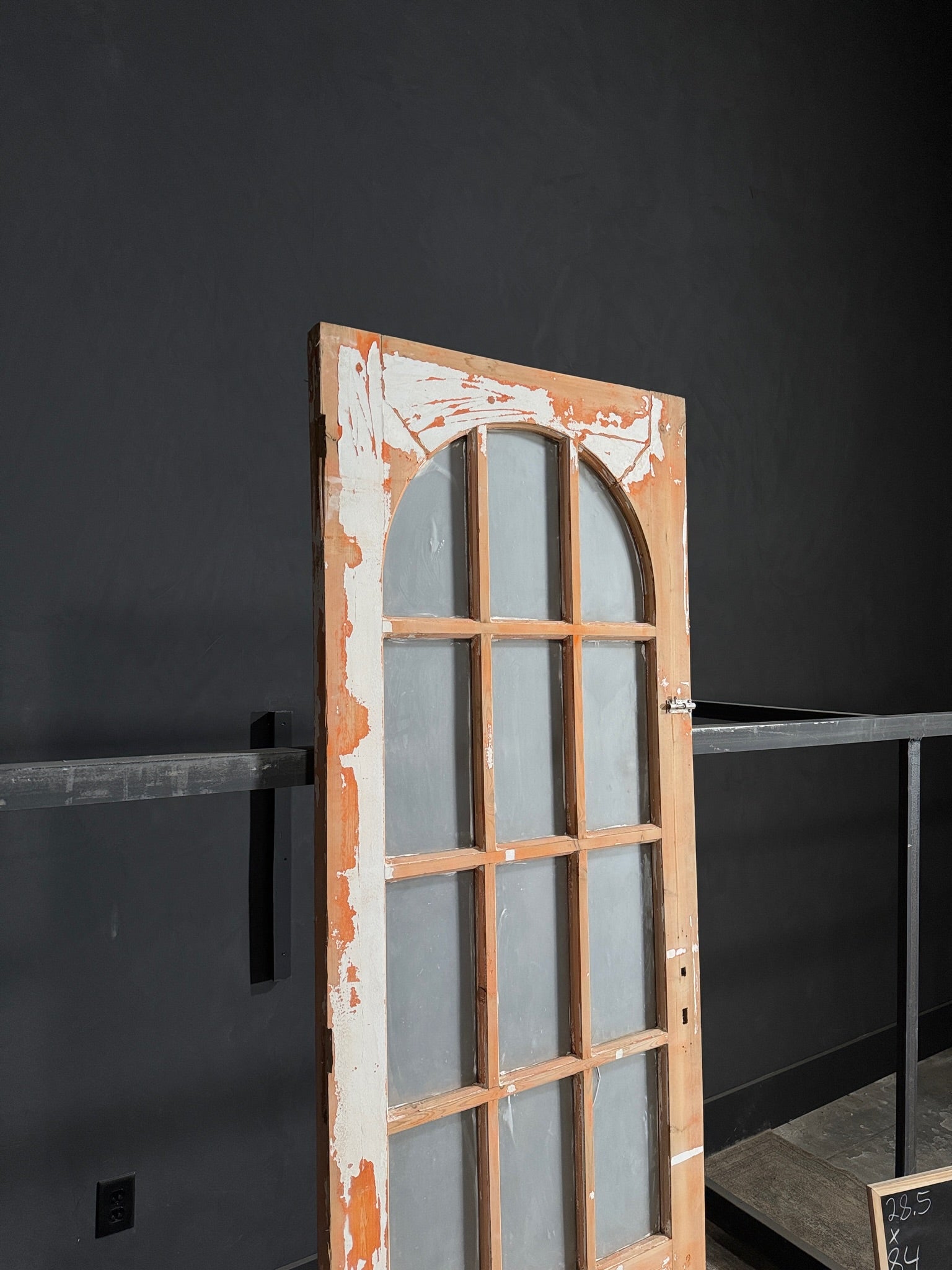 Antique Glass 12 Lite Arched Single Door - 28.5x84 - N80