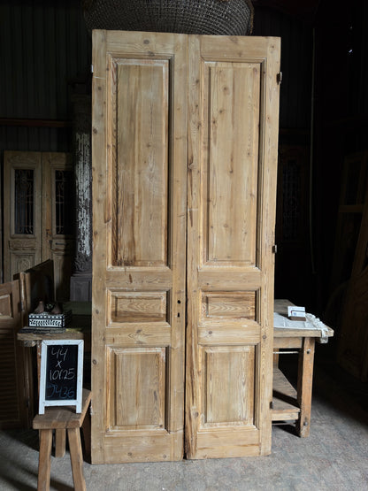 3 Panel Antique Solid French Doors - 44x101.25 J436