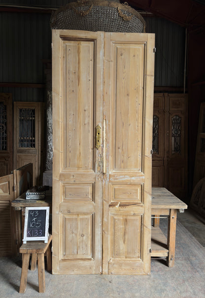 3 Panel Antique Solid French Doors - 43x105 K133