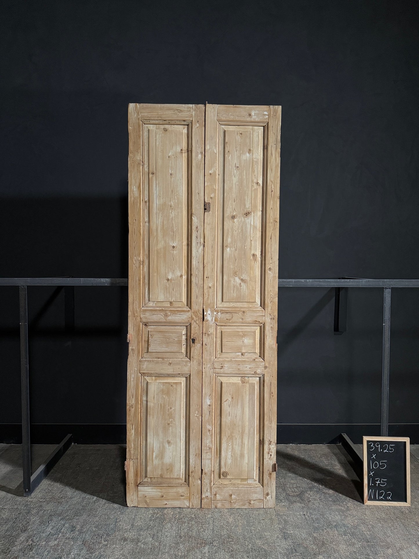 Antique Carved 3 Panel Double Doors - 39.25x105 - N122