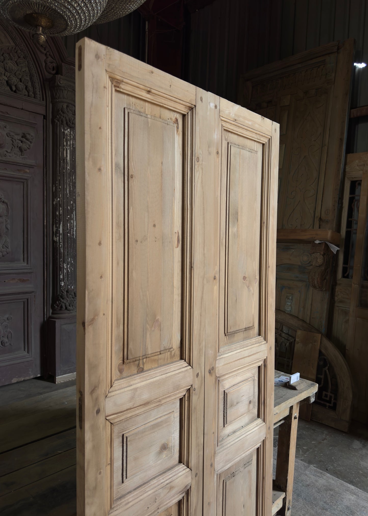 Handcrafted 3 Panel Solid French Doors - 36x80 L17