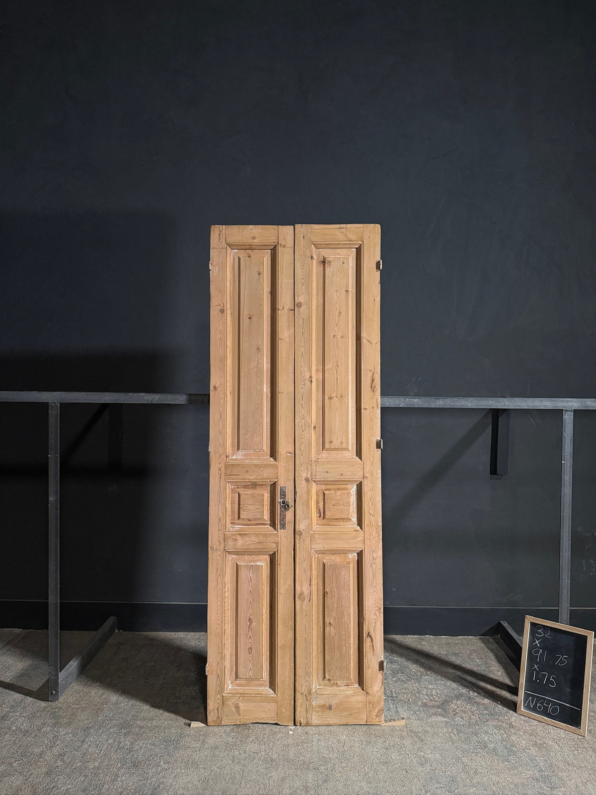Antique 3 Panel Solid Double Doors - 32.5x91.75 - N640