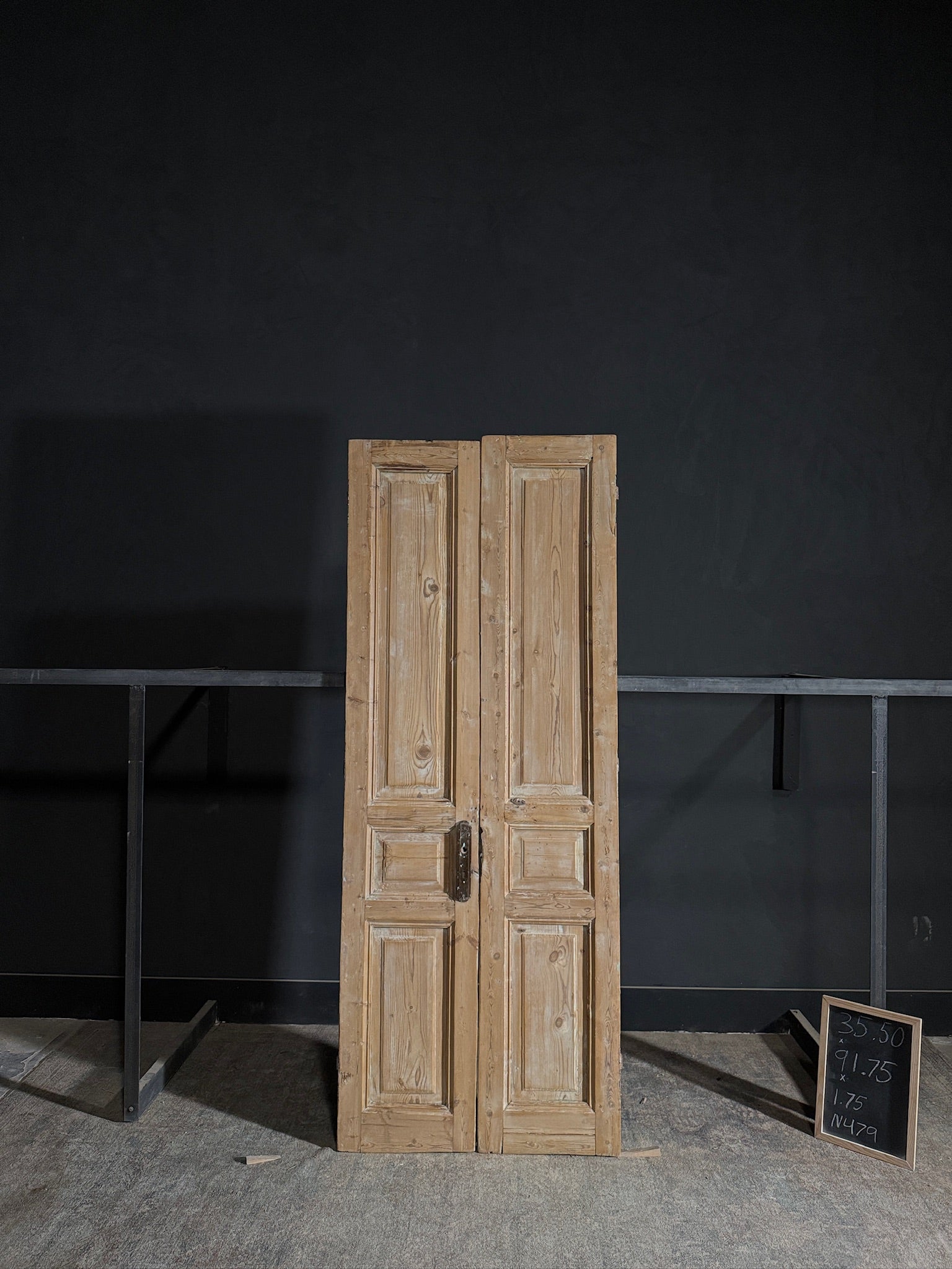 Antique 3 Panel Solid Double Doors - 35.5x91.75 - N479