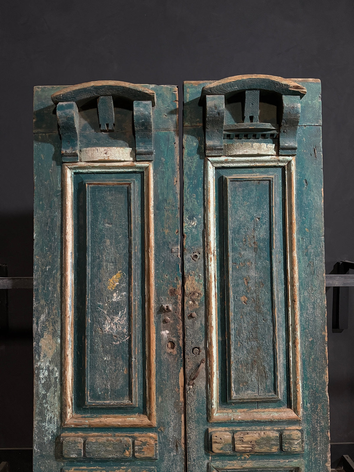 Antique Carved 2 Panel Double Doors - 51x94.5 - N710