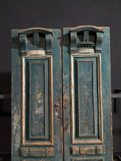 Antique Carved 2 Panel Double Doors - 51x94.5 - N710
