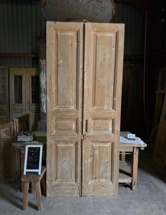 3 Panel Antique Solid French Doors - 42.25x98.5 J404