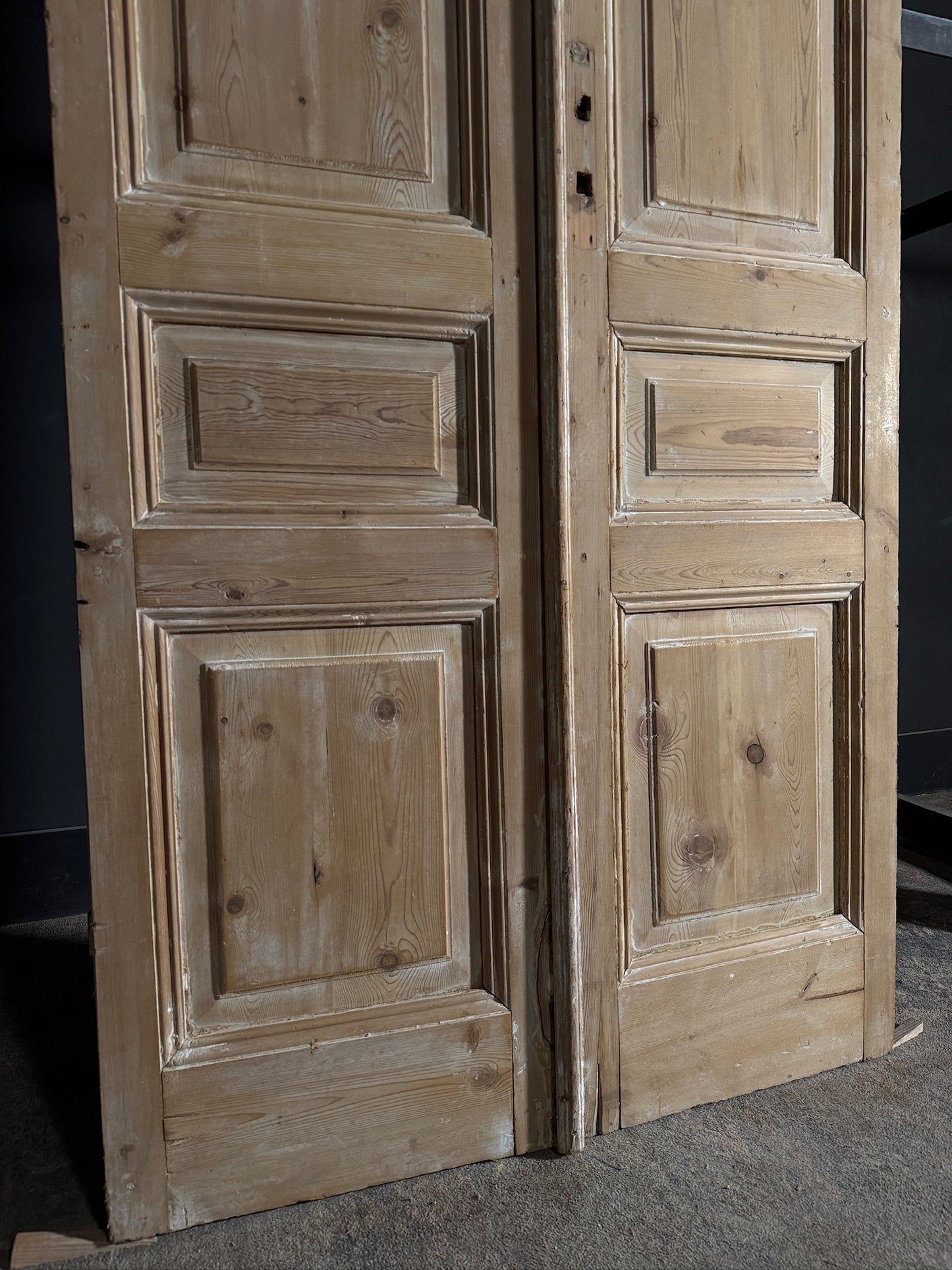 Antique 3 Panel Solid Double Doors - 43x100.5 - N596