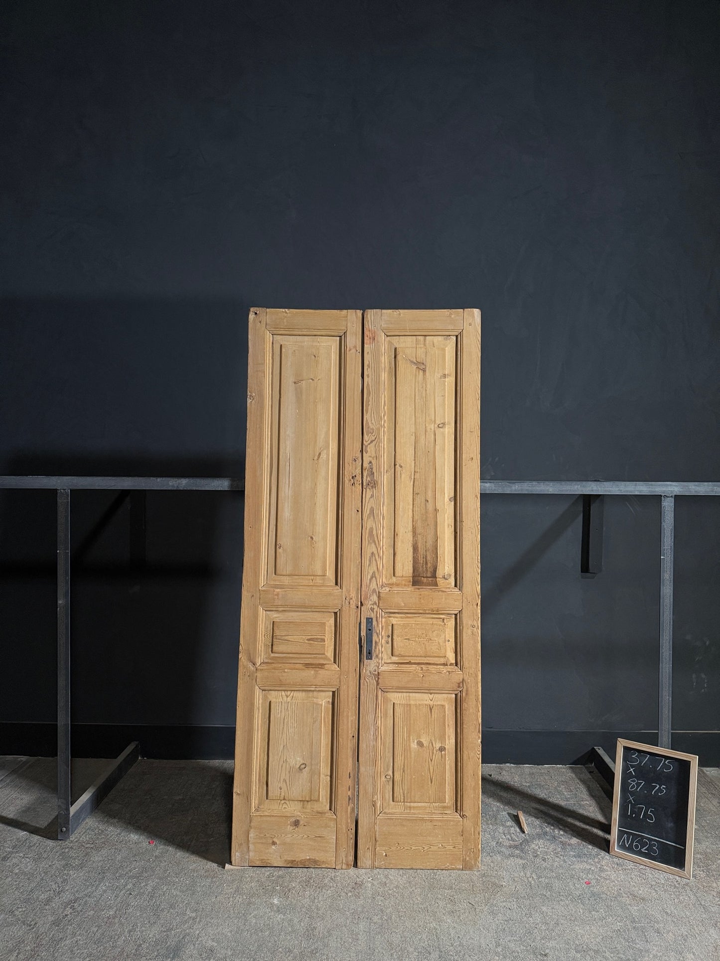 Antique 3 Panel Solid Double Doors - 37.75x87.75 - N623