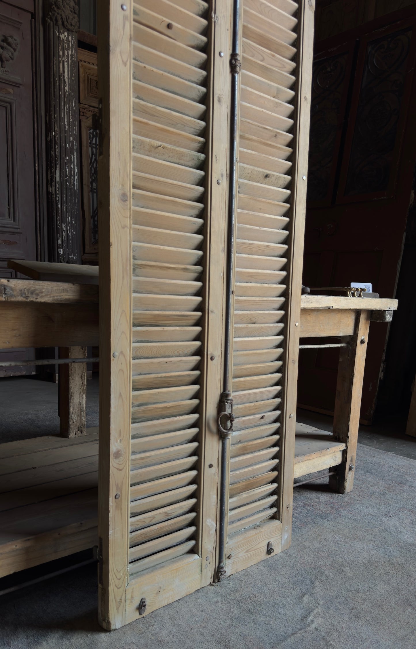European French Antique Louvered Shutters - 25x85 - L414