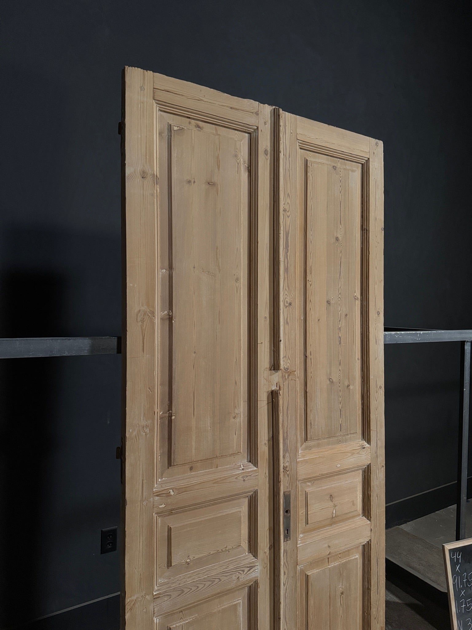 Antique 3 Panel Solid Double Doors - 44x91.75 - N387