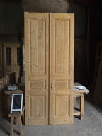 3 Panel Antique Solid French Doors - 44.25x100.5 J355