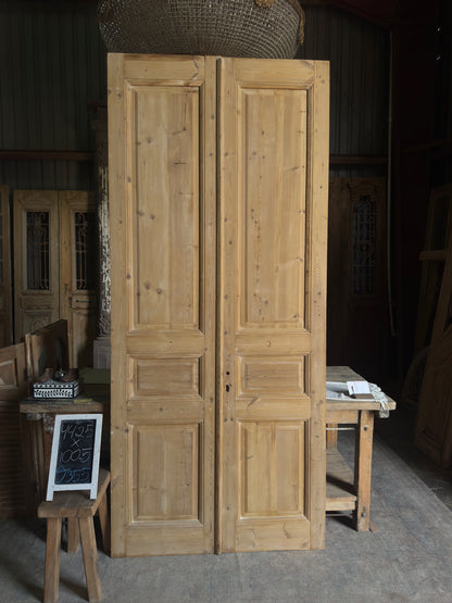 3 Panel Antique Solid French Doors - 44.25x100.5 J355