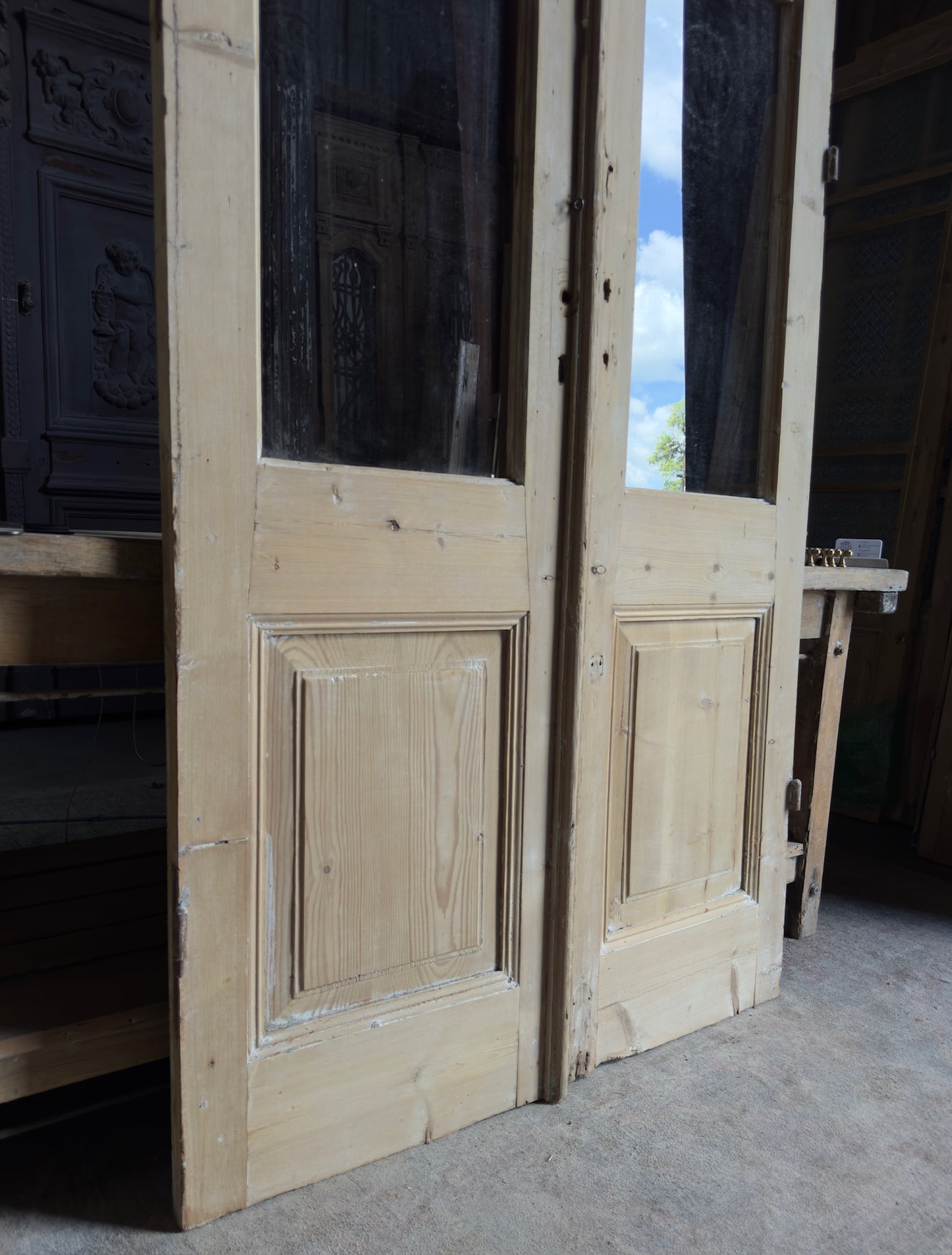 Antique Glass 2 Lite French Doors - 44x102 - L697