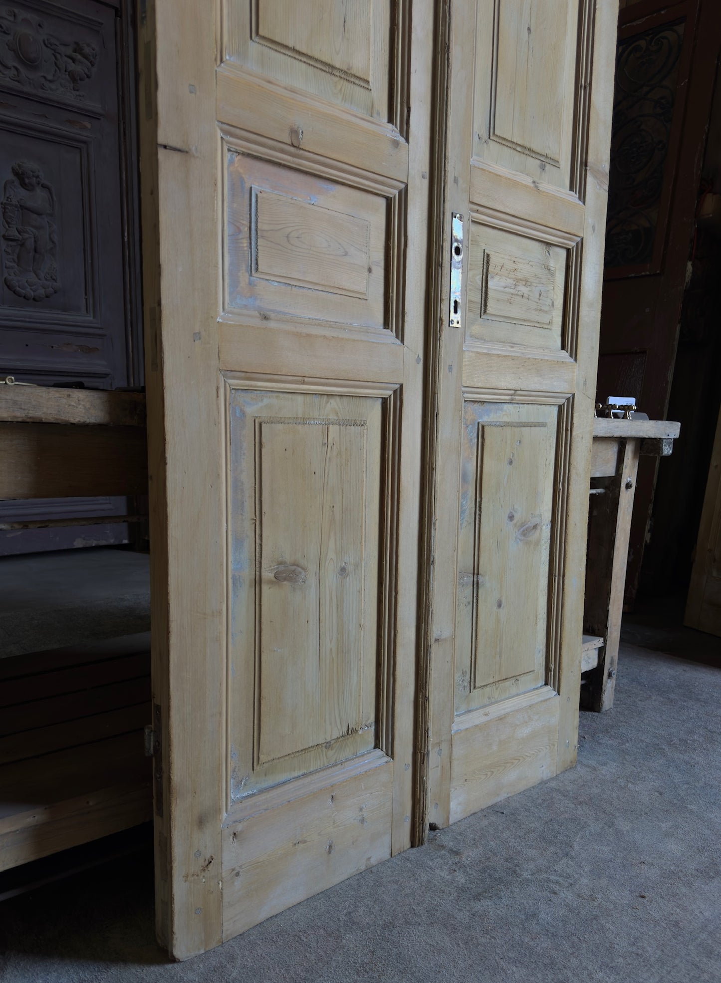 3 Panel Antique Solid French Doors - 39x96.5 - L335