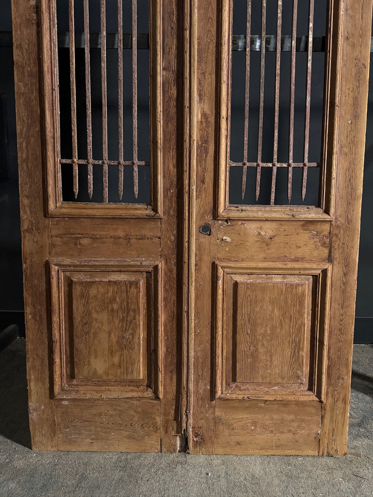 Antique Carved Iron French Doors - 47.25x92.5 - N664
