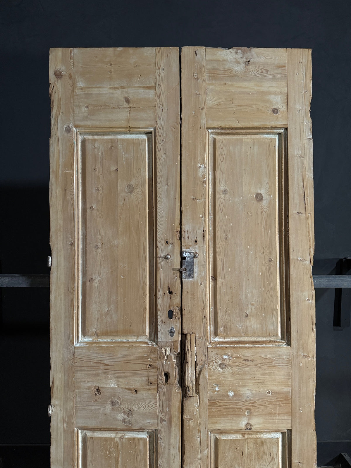 Antique Carved 4 Panel Double Doors - 44x99 - N651