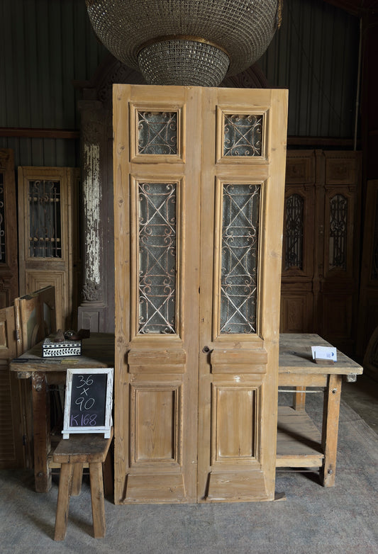 Stately Antique Iron French Doors - 36x90 K168