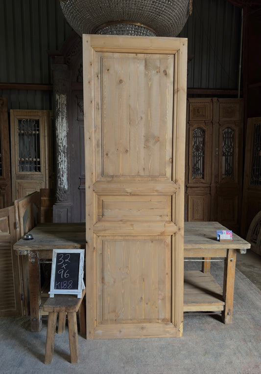 Handcrafted 3 Panel Solid Single Door - 32x96 K188