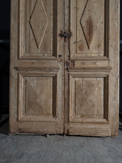 Antique Carved 2 Panel Double Doors - 67.5x101 - N510