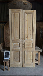 Raised Molding 3 Panel Antique Solid French Doors - 47x103 - L377