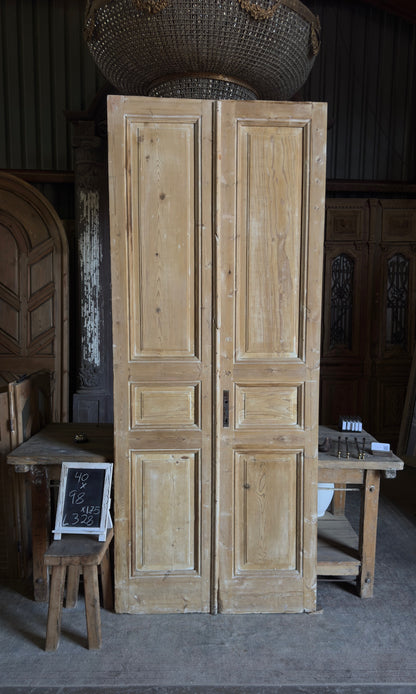 3 Panel Antique Solid French Doors - 40x98 - L328