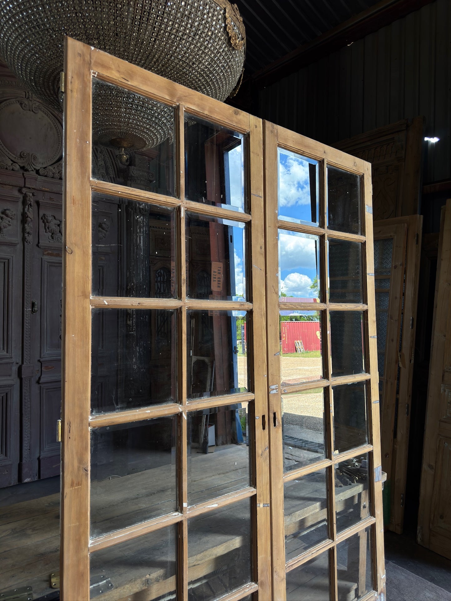 Antique Glass 12 Lite French Doors - 65.25x97.5 - L672