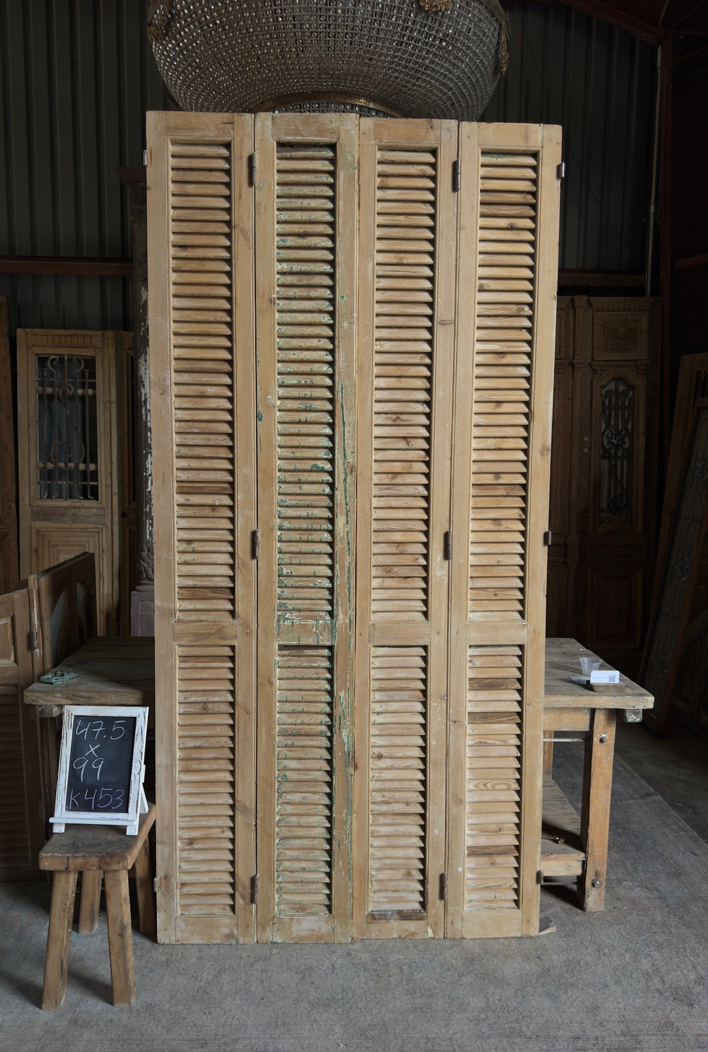 European French Antique Louvered Shutters - 47.5x99 K453