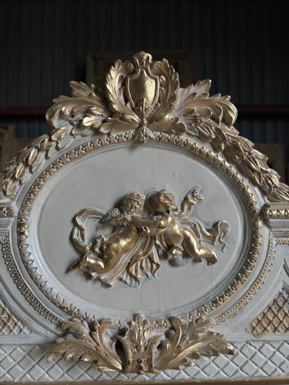 (The Angelique) Cherub Medallion Hand Crafted Giltwood Mirror - 33 x 71.5 M10