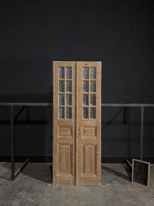 Antique Obscured Glass 8 Lite French Doors - 36x90.5 - N290
