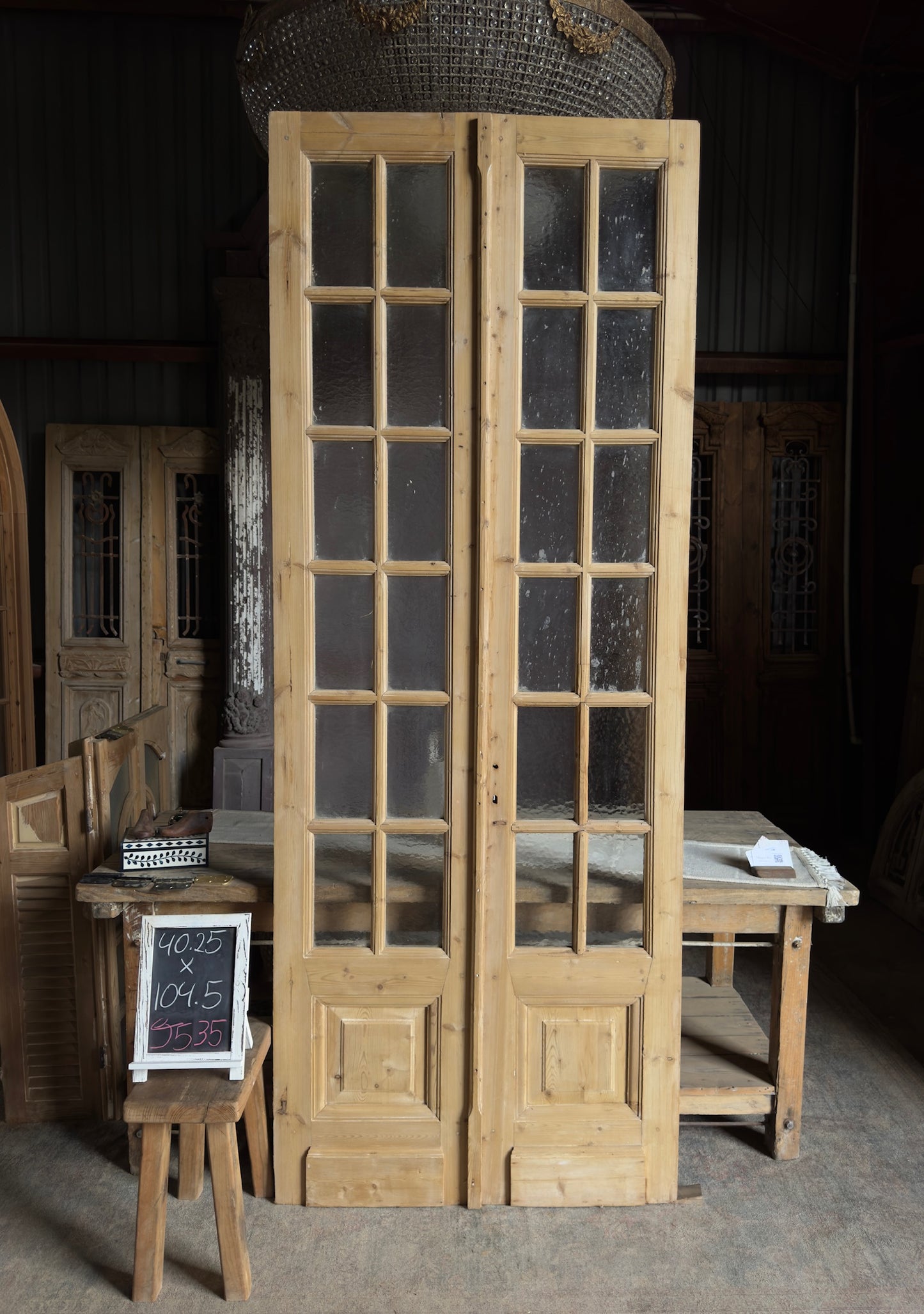 12 Lite Antique French Glass Doors - 40.25x104.5 J535