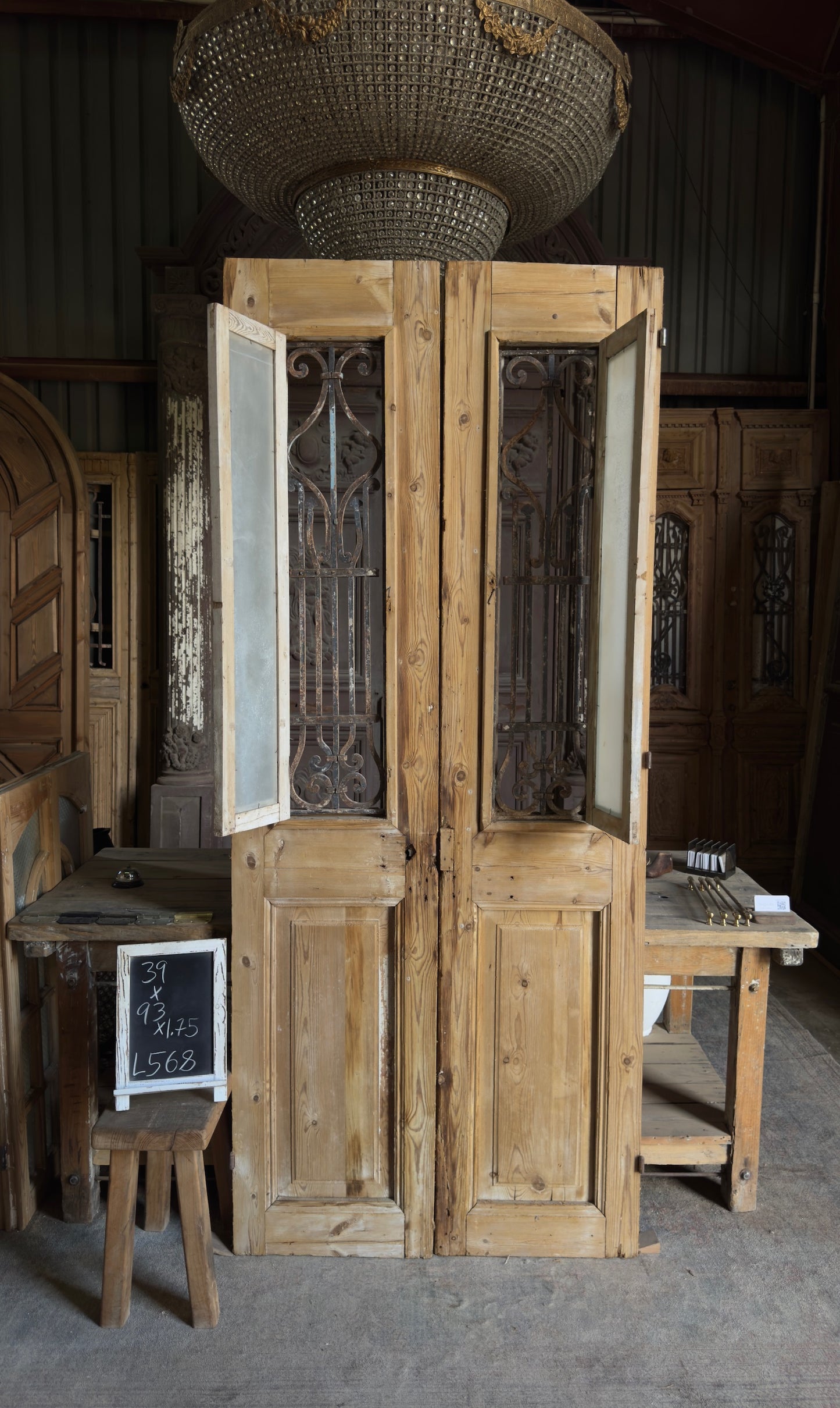 Antique Iron French Doors - 39x93 - L568