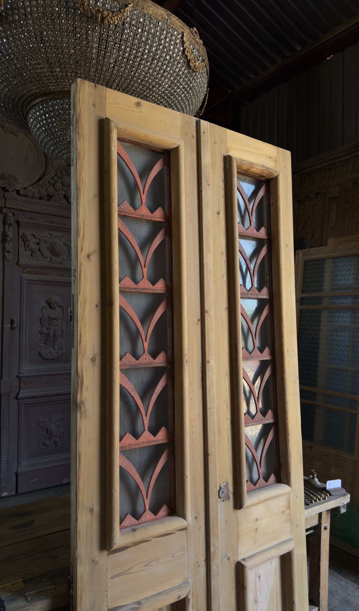 Antique Iron 2 Panel Double Doors - 43.25x100 - L667
