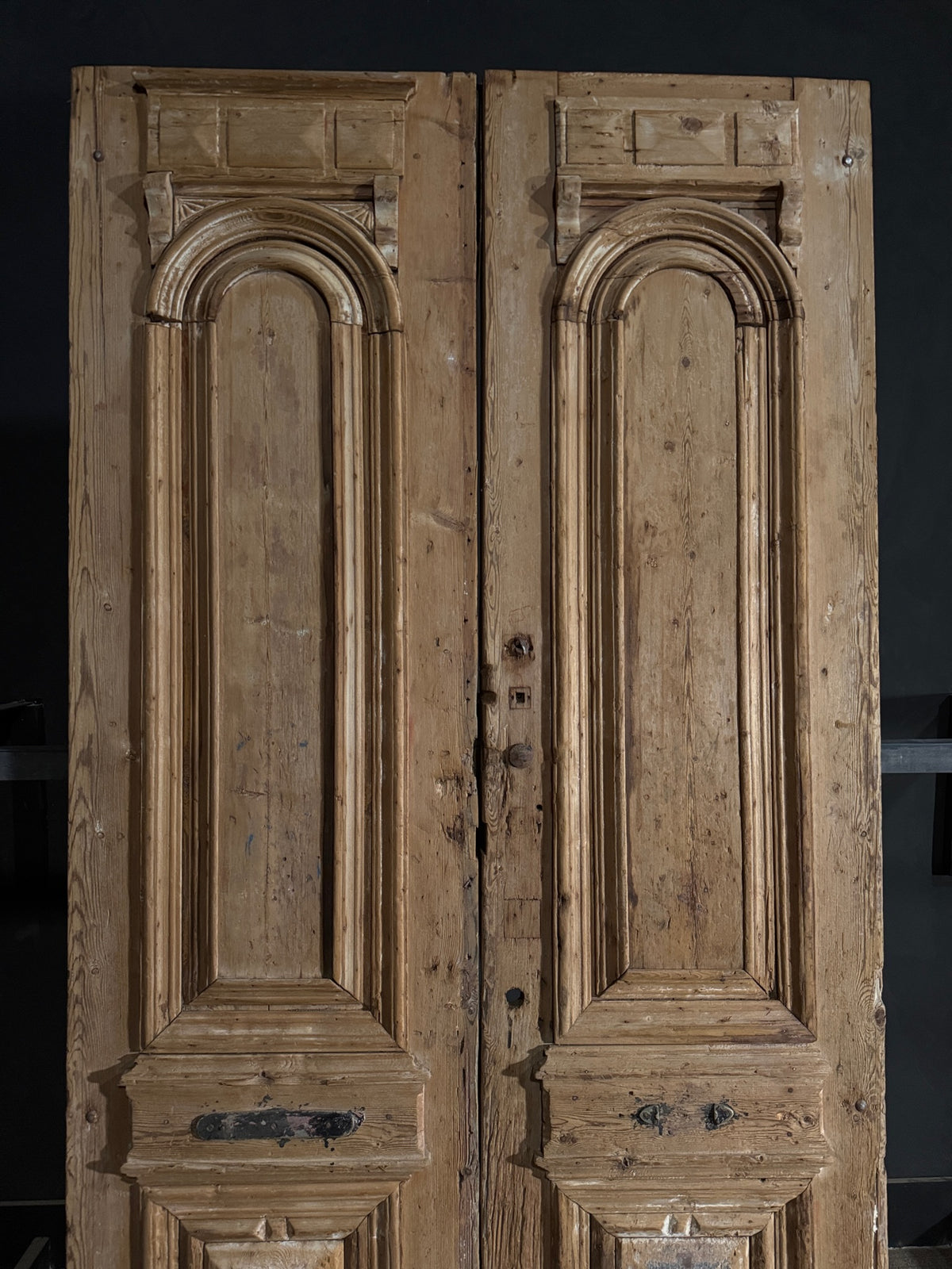 Antique Carved 3 Panel Double Doors - 51.5x104.5 - N544
