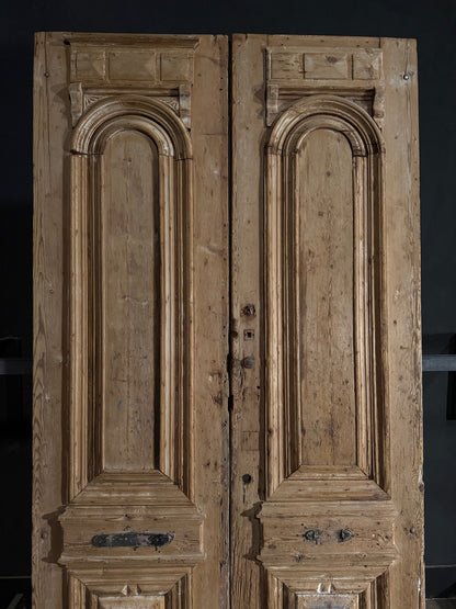 Antique Carved 3 Panel Double Doors - 51.5x104.5 - N544