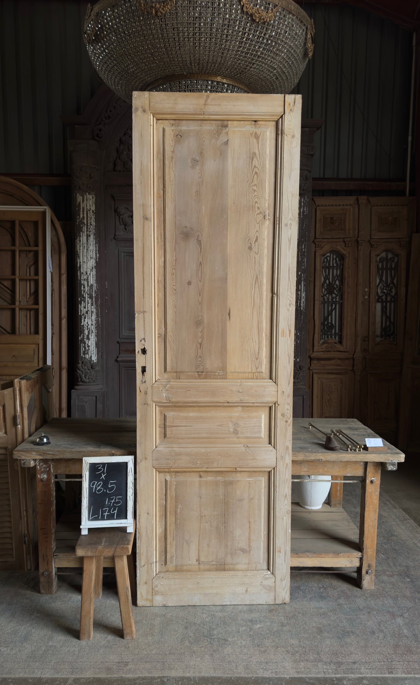 3 Panel Single Solid Antique Door - 31x98.5 - L174