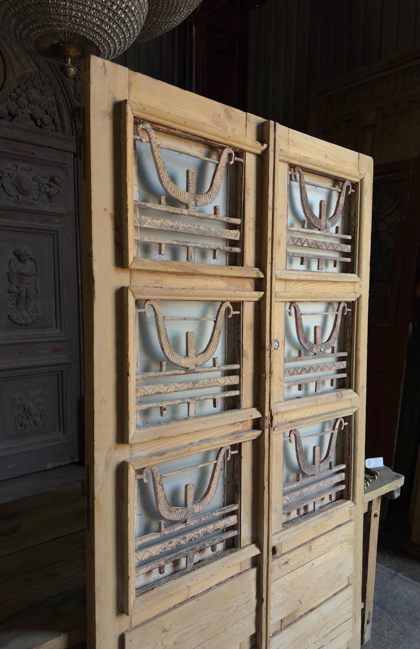 Antique Iron Motif French Doors - 44x82 - L297