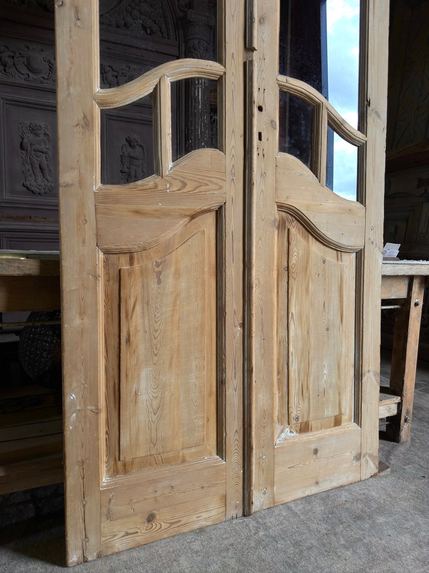 Rare Arched Style Antique Glass French Doors - 43x99.25 J471