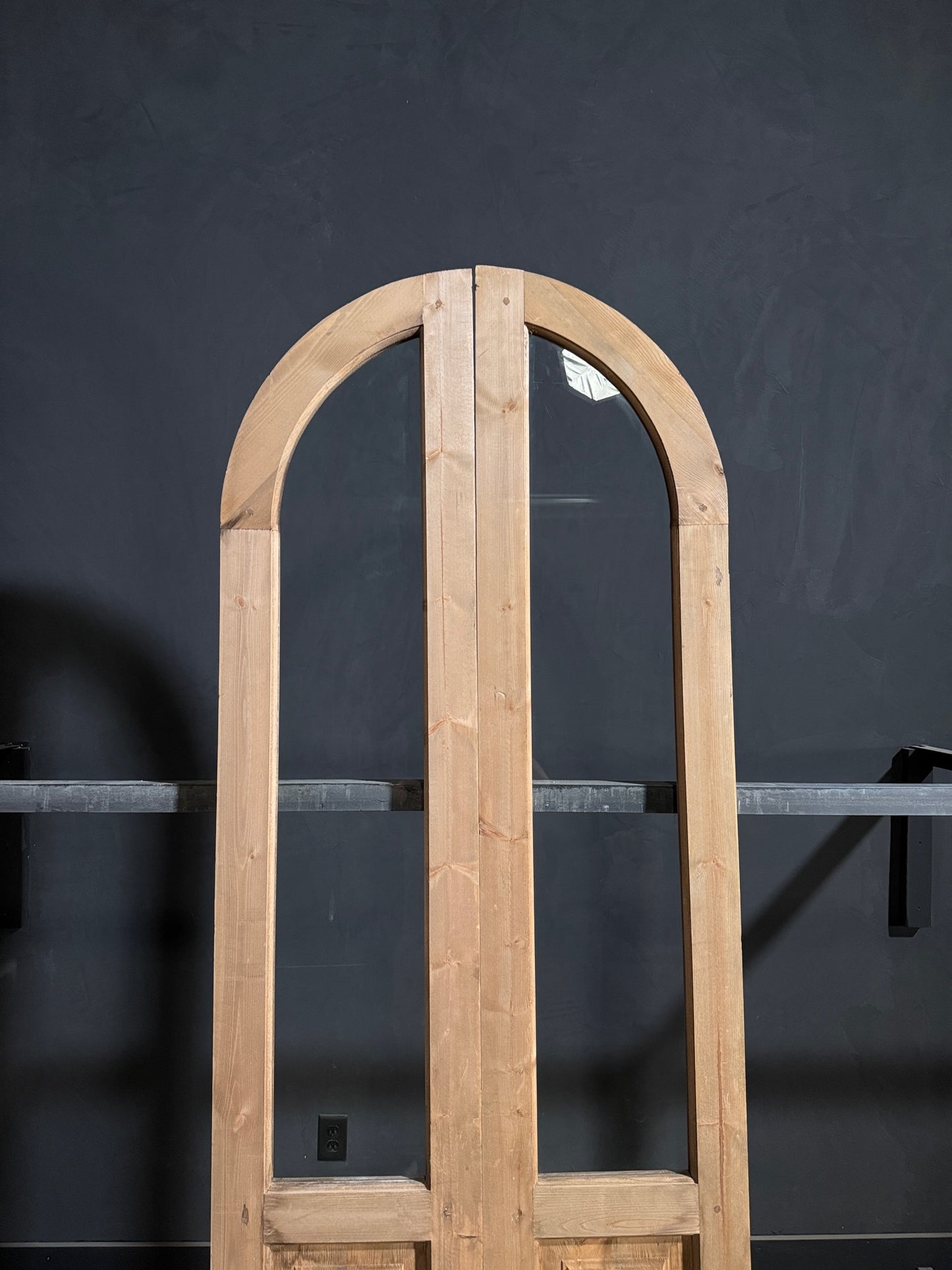 Handcrafted 2 Panel Arched Glass Double Doors - 36x96 - N207