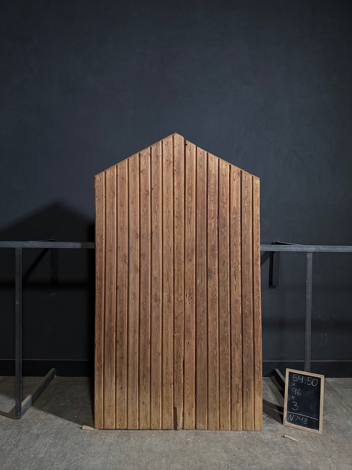 Antique Gothic Geometric Paneled Entry Double Doors - 54.5x96 - N748