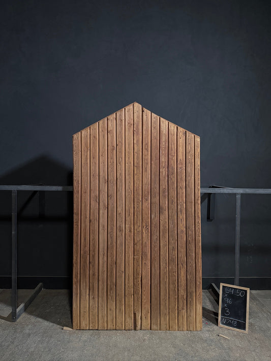 Antique Gothic Geometric Paneled Entry Double Doors - 54.5x96 - N748