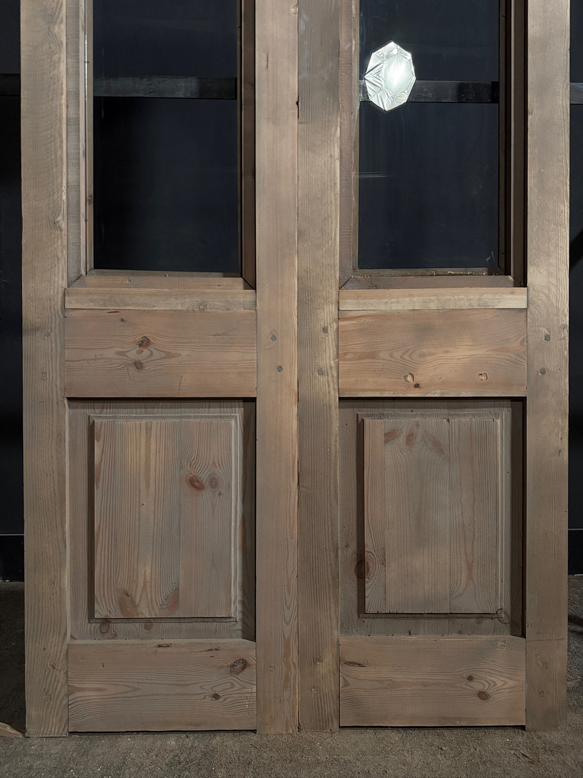 Antique Architectural Fluted Glass French Doors - 48.5x96.5 - N708